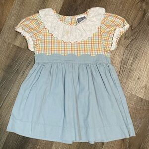 True Lace Trim Dress Plaid and Blue Skirt